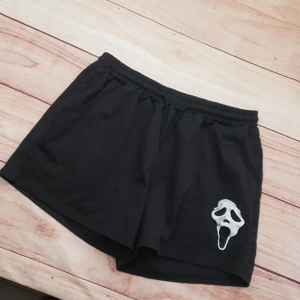 Manfinity Shorts Mens XL Black Ghostface Scream Horror Graphic‎ Elastic Waist - Picture 2 of 8